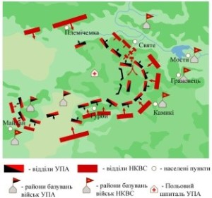 Схема розташування сил під Гурбами у квітні 1944 р. Фото: hai-nyzhnyk.in.ua.